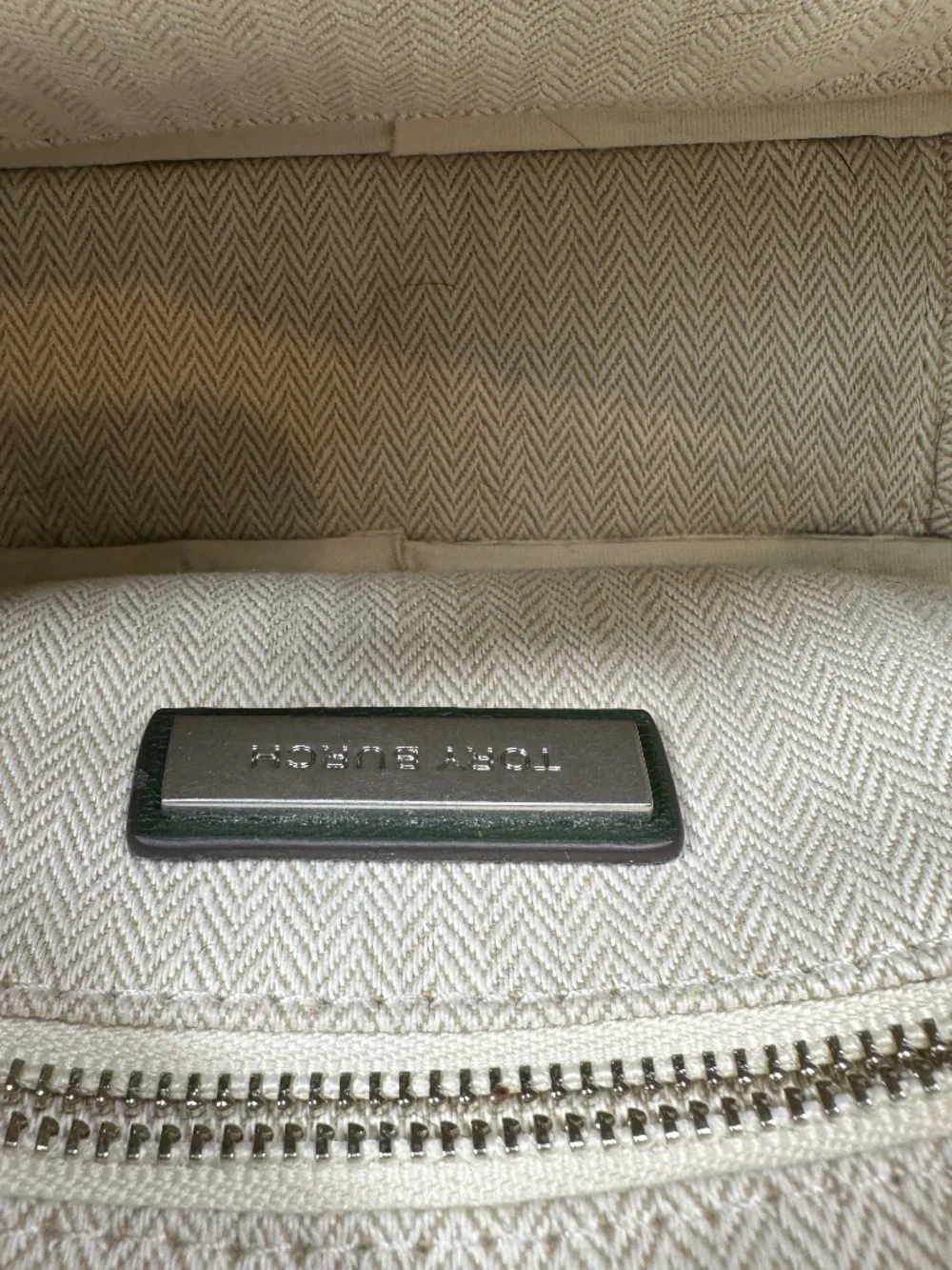 USED Tory Burch Kira Chevron Leather Camera Bag - Small In Green
